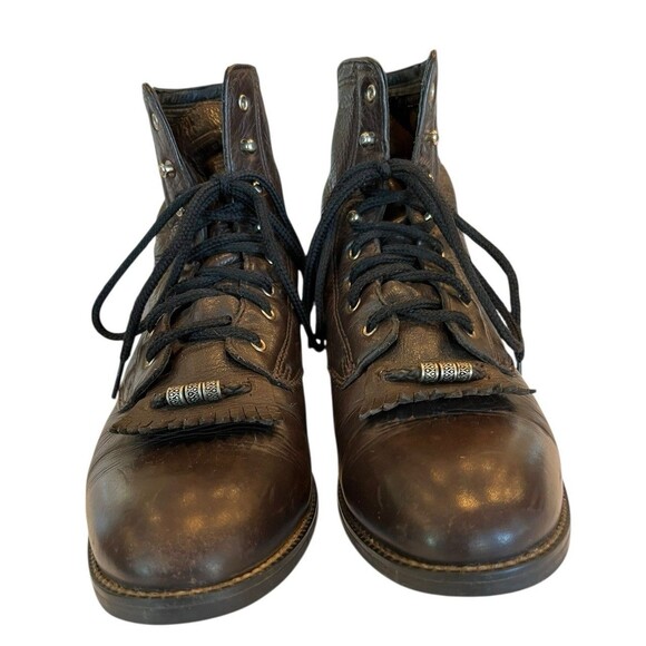 Ariat Boots Kiltie Packer Dark Brown Leather Round Toe Lace Up Womens Sz 8.5B - Picture 5 of 12